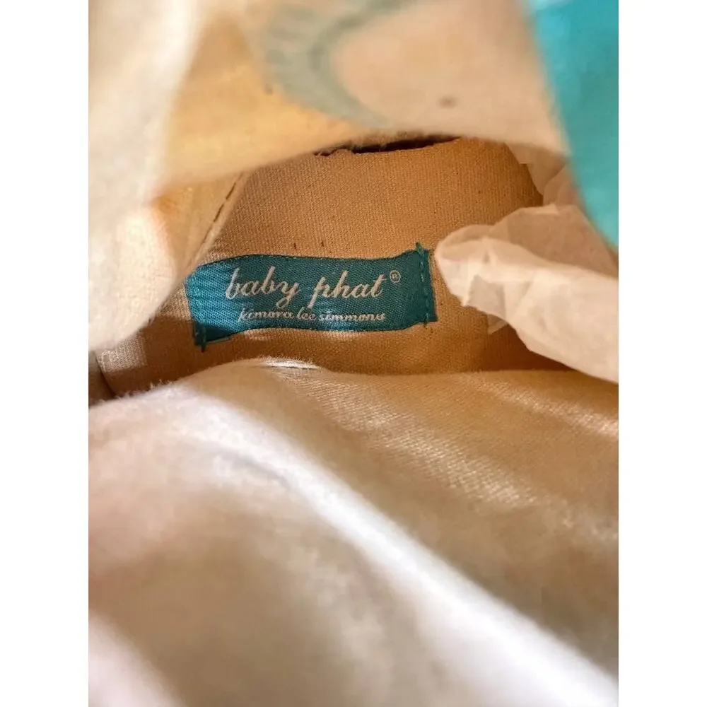 Vintage Y2K Baby Phat Logo Canvas High Top Sneakers Women Size 7 Aqua Cat
